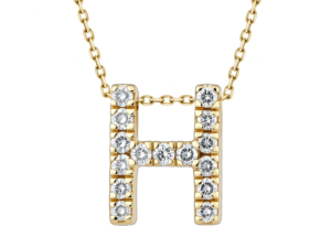 0.10ct Mined Diamond Initial Slider Pendant "H" With Chain in 9K Yellow Gold