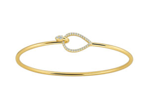 0.20ct Mined Diamond Bangle With Pear Shape Detail in 18K Yellow Gold