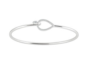0.20ct Mined Diamond Bangle With Pear Shape Detail in 9K White Gold