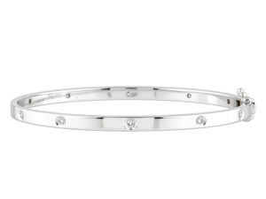 0.35ct Mined Diamond Hammer Set Bangle n 18K White Gold