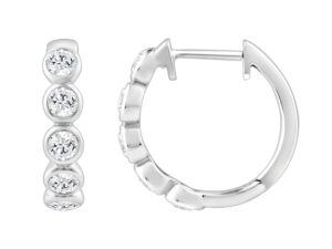 2=1.00ct Lab Diamond Bezel Set Diamond Hoop Earrings in 9K White Gold