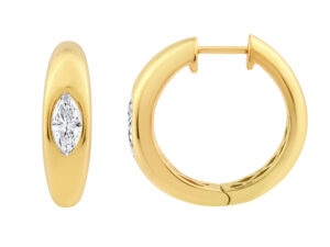 2=1.00ct Lab Diamond Wide Hoop Earrings in 18K Yellow Gold