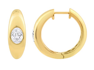 2=1.00ct Lab Diamond Wide Hoop Earrings in 9K Yellow Gold