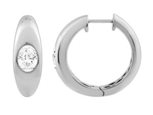 2=1.00ct Lab Diamond Wide Hoop Earrings in 18K White Gold