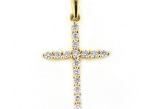 0.15ct Mined Diamond Claw Set Cross in 18K Yellow Gold