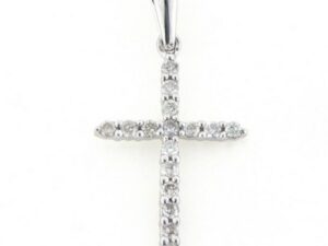 0.15ct Mined Diamond Claw Set Cross in 9K White Gold