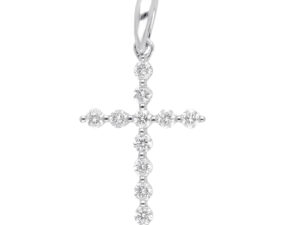 0.15ct Mined Diamond Common Claw Set Cross in 9K White Gold