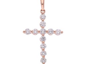 0.35ct Mined Diamond Common Claw Set Cross in 9K Rose Gold