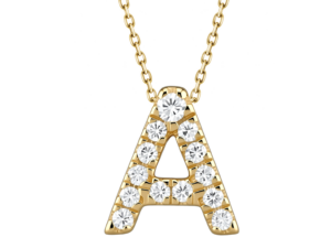 0.10ct Mined Diamond Initial Slider Pendant "A" With Chain in 18K Yellow Gold