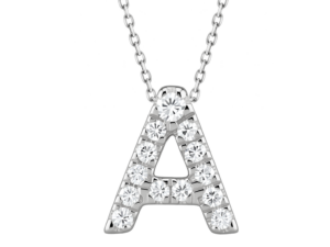 0.10ct Mined Diamond Initial Slider Pendant "A" With Chain in 9K White Gold