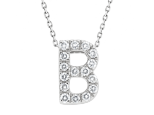 0.10ct Mined Diamond Initial Slider Pendant "B" With Chain in 9K White Gold