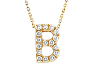 0.10ct Mined Diamond Initial Slider Pendant "B" With Chain in 9K Yellow Gold