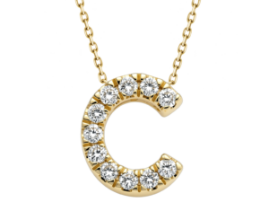0.10ct Mined Diamond Initial Slider Pendant "C" With Chain in 9K Yellow Gold