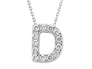 0.12ct Mined Diamond Initial Slider Pendant "D" With Chain in 18K White Gold