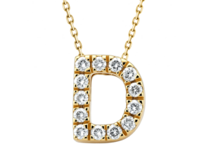 0.12ct Mined Diamond Initial Slider Pendant "D" With Chain in 9K Yellow Gold