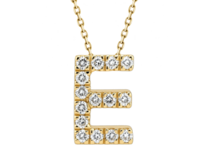0.10ct Mined Diamond Initial Slider Pendant "E" With Chain in 18K Yellow Gold