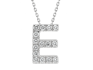 0.10ct Mined Diamond Initial Slider Pendant "E" With Chain in 9K White Gold
