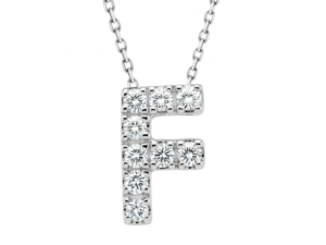 0.11ct Mined Diamond Initial Slider Pendant "F" With Chain in 9K White Gold