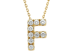 0.11ct Mined Diamond Initial Slider Pendant "F" With Chain in 9K Yellow Gold