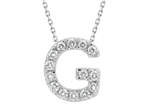 0.11ct Mined Diamond Initial Slider Pendant "G" With Chain in 9K White Gold