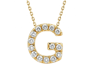 0.11ct Mined Diamond Initial Slider Pendant "G" With Chain in 9K Yellow Gold