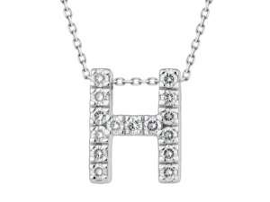 0.10ct Mined Diamond Initial Slider Pendant "H" With Chain in 9K White Gold