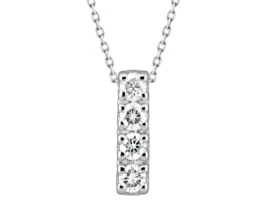 0.14ct Mined Diamond Initial Slider Pendant "I" With Chain in 9K White Gold