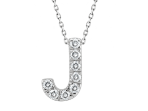 0.07ct Mined Diamond Initial Slider Pendant "J" With Chain in 18K White Gold
