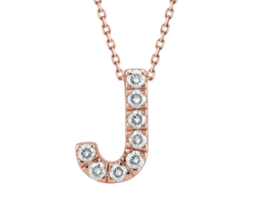 0.07ct Mined Diamond Initial Slider Pendant "J" With Chain in 9K Rose Gold