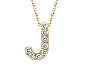 0.07ct Mined Diamond Initial Slider Pendant "J" With Chain in 9K Yellow Gold