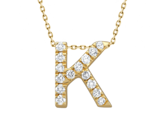 0.10ct Mined Diamond Initial Slider Pendant "K" With Chain in 18K Yellow Gold