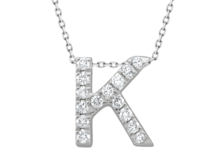 0.10ct Mined Diamond Initial Slider Pendant "K" With Chain in 9K White Gold