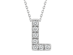 0.07ct Mined Diamond Initial Slider Pendant "L" With Chain in 18K White Gold