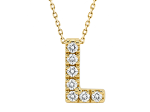 0.07ct Mined Diamond Initial Slider Pendant "L" With Chain in 9K Yellow Gold