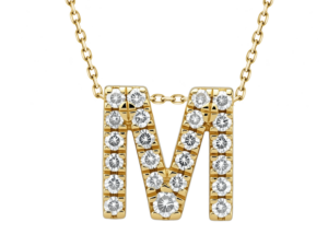 0.12ct Mined Diamond Initial Slider Pendant "M" With Chain in 18K Yellow Gold