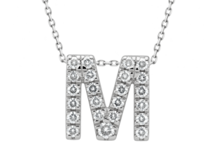 0.13ct Mined Diamond Initial Slider Pendant "M" With Chain in 9K White Gold