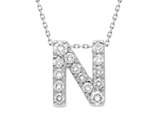 0.13ct Mined Diamond Initial Slider Pendant "N" With Chain in 9K White Gold