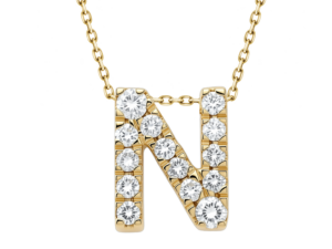 0.13ct Mined Diamond Initial Slider Pendant "N" With Chain in 9K Yellow Gold