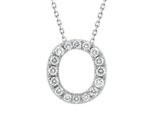 0.10ct Mined Diamond Initial Slider Pendant "O" With Chain in 9K White Gold