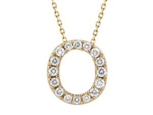 0.10ct Mined Diamond Initial Slider Pendant "O" With Chain in 9K Yellow Gold