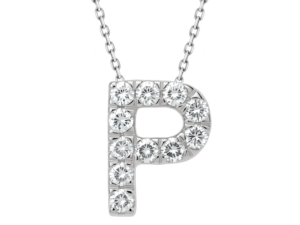 0.12ct Mined Diamond Initial Slider Pendant "P" With Chain in 9K White Gold