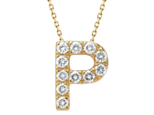 0.12ct Mined Diamond Initial Slider Pendant "P" With Chain in 9K Yellow Gold