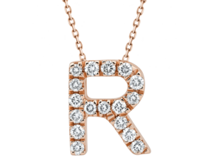 0.12ct Mined Diamond Initial Slider Pendant "R" With Chain in 9K Rose Gold