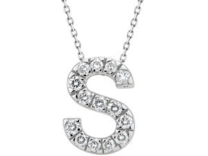 0.09ct Mined Diamond Initial Slider Pendant "S" With Chain in 18K White Gold
