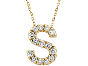 0.09ct Mined Diamond Initial Slider Pendant "S" With Chain in 9K Yellow Gold