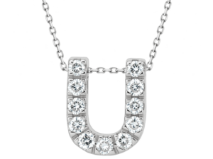 0.12ct Mined Diamond Initial Slider Pendant "U" With Chain in 9K White Gold