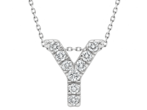 0.08ct Mined Diamond Initial Slider Pendant "Y" With Chain in 9K White Gold