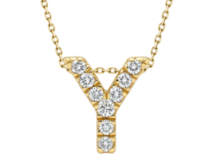0.08ct Mined Diamond Initial Slider Pendant "Y" With Chain in 9K Yellow Gold
