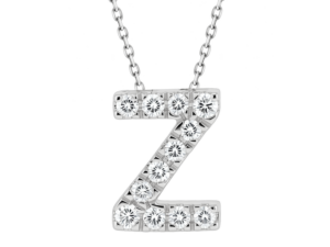 0.11ct Mined Diamond Initial Slider Pendant "Z" With Chain in 9K White Gold