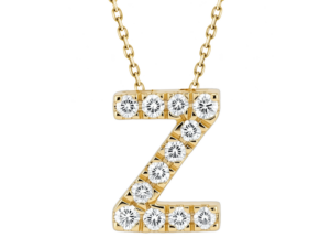 0.11ct Mined Diamond Initial Slider Pendant "Z" With Chain in 9K Yellow Gold